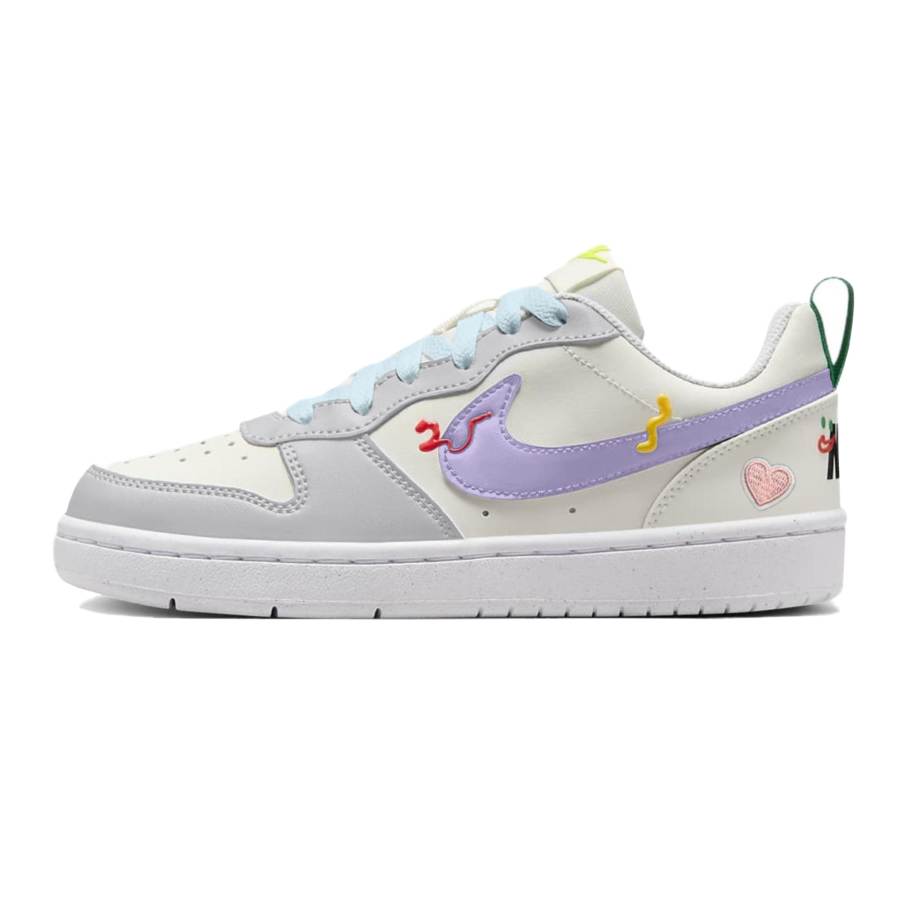 Nike Nike Court Borough Slip Resistant Low top Kids' Skateboarding Shoes Silver Teenagers