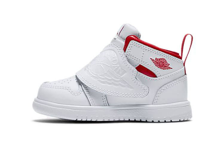 Jordan Jordan Air Jordan 1 SKY Trendy Abrasion Resistant Breathable Cushioning Mid top Toddler Shoes White Red