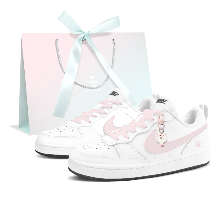 Nike Nike Court Borough Cherry Blossom Meow Claw Synthetic Leather Cushioning Abrasion Resistant Breathable Low top