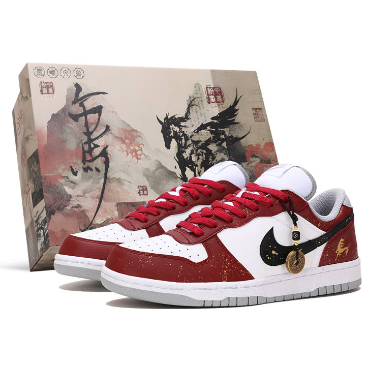 Nike Nike Big Abrasion Resistant Breathable Abrasion Resistant Breathable Low top Skateboard Shoes Men's Red White