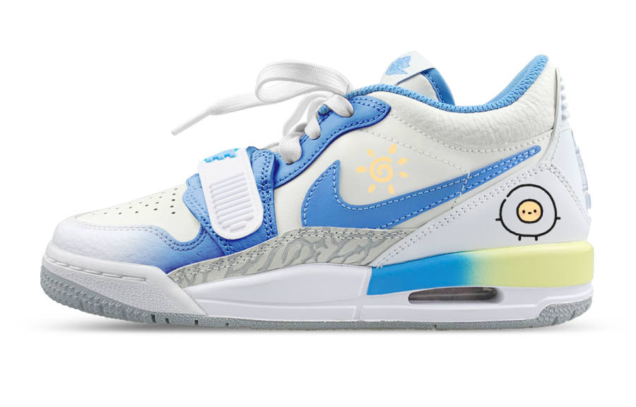 Jordan Jordan Legacy 312 Synthetic Leather Low top Children's Basketball Shoes White Blue Teenagers