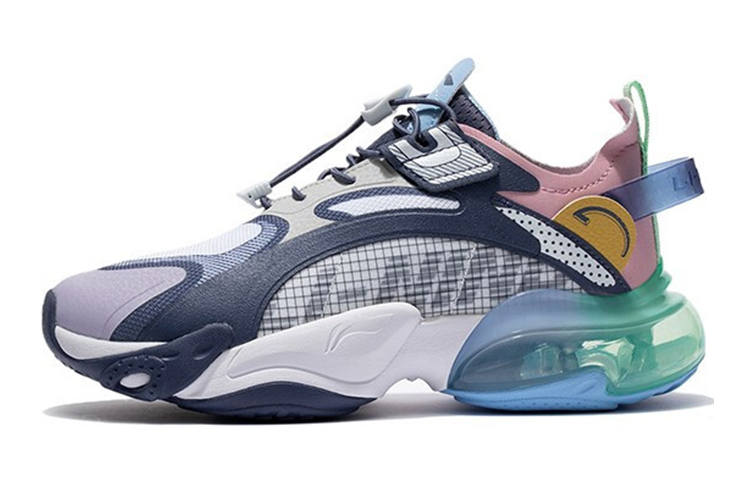 Li-Ning YOUNG Li Ning Slip Resistant Cushioning Abrasion Resistant Low top Running Shoes Night Shadow Blue Teenagers