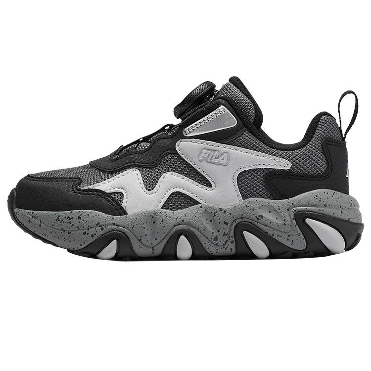 FILA KIDS Tiger Paw Shoes Slip Resistant Abrasion Resistant Low top Kids Lifestyle Shoes Black/Castle Gray