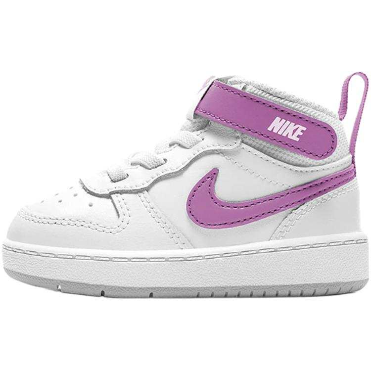 Nike Nike Court Borough 2 Slip Resistant Cushioning Abrasion Resistant High top Toddler Shoes White Purple