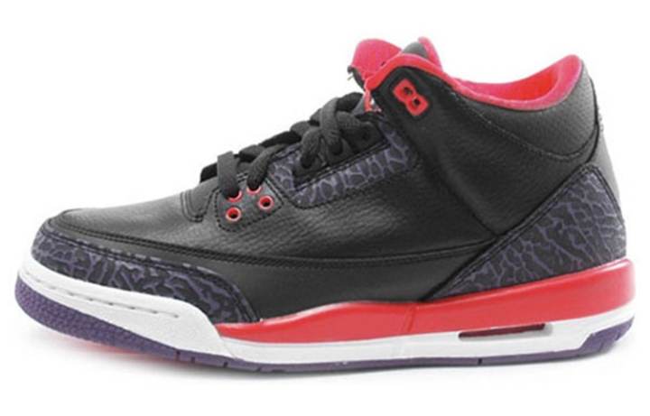 Jordan Jordan Air Jordan 3 Synthetic Leather Slip Resistant Mid top Basketball Shoes Black Red Unisex