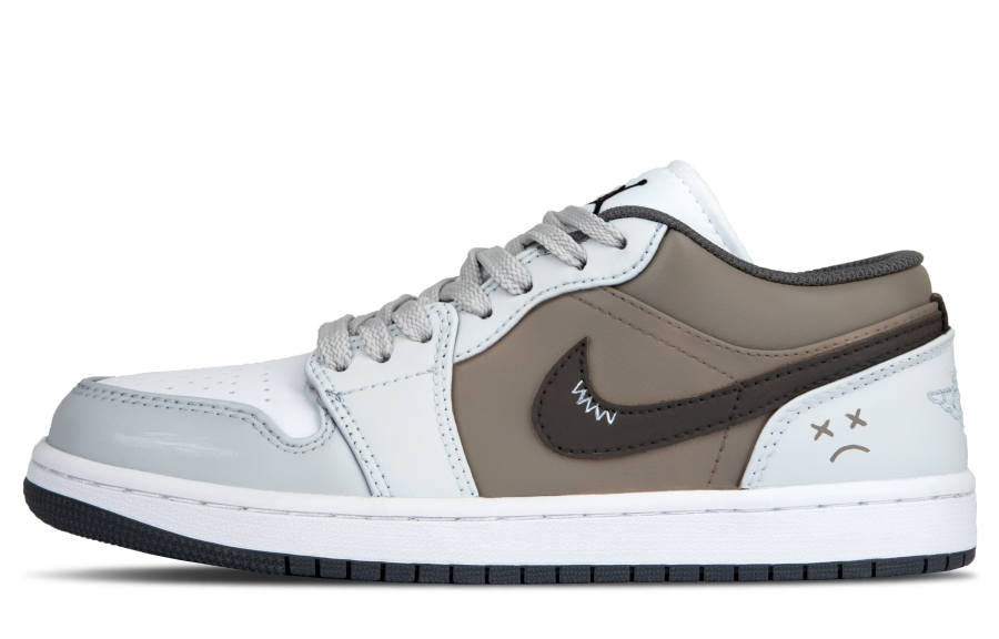 Jordan Jordan Air Jordan 1 Leather Slip Resistant Slip Resistant Low top Children's Basketball Shoes Brown Unisex