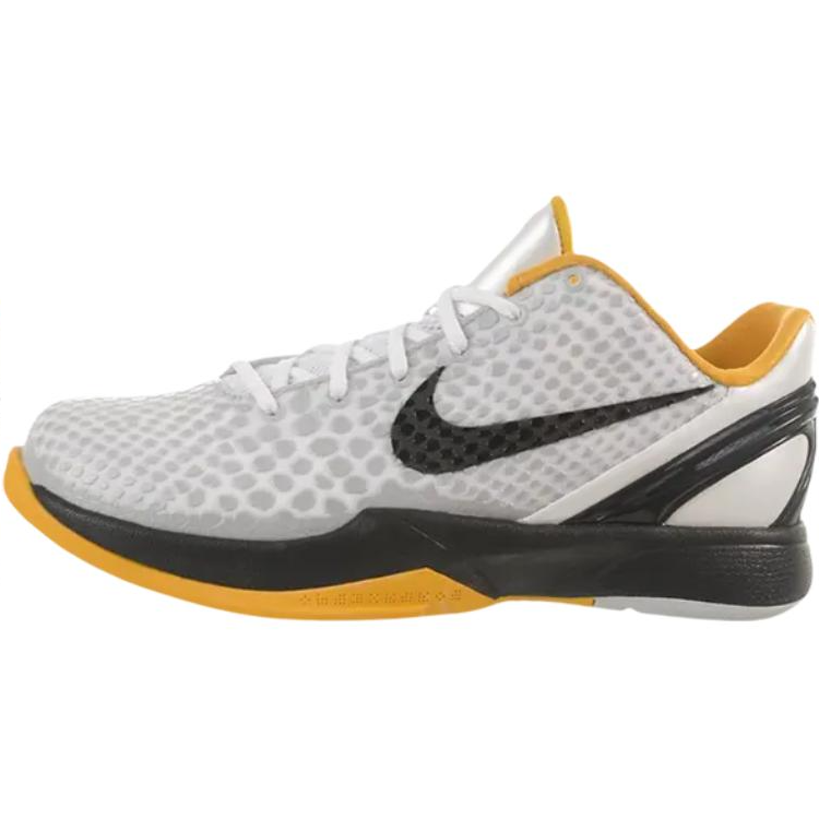 Nike Nike Zoom Kobe 6 Abrasion Resistant Support Low top Children's Basketball Shoes White Yellow Teenagers