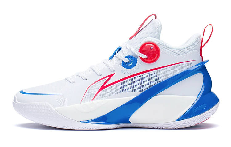 Li-Ning Li Ning Sonic 10 Youth Edition Abrasion Resistant Breathable Mid top Children's Basketball Shoes White Blue