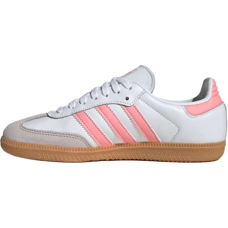 Adidas Originals SAMBA OG Slip Resistant Abrasion Resistant Low top Kids' Skateboarding Shoes White/Coral Pink