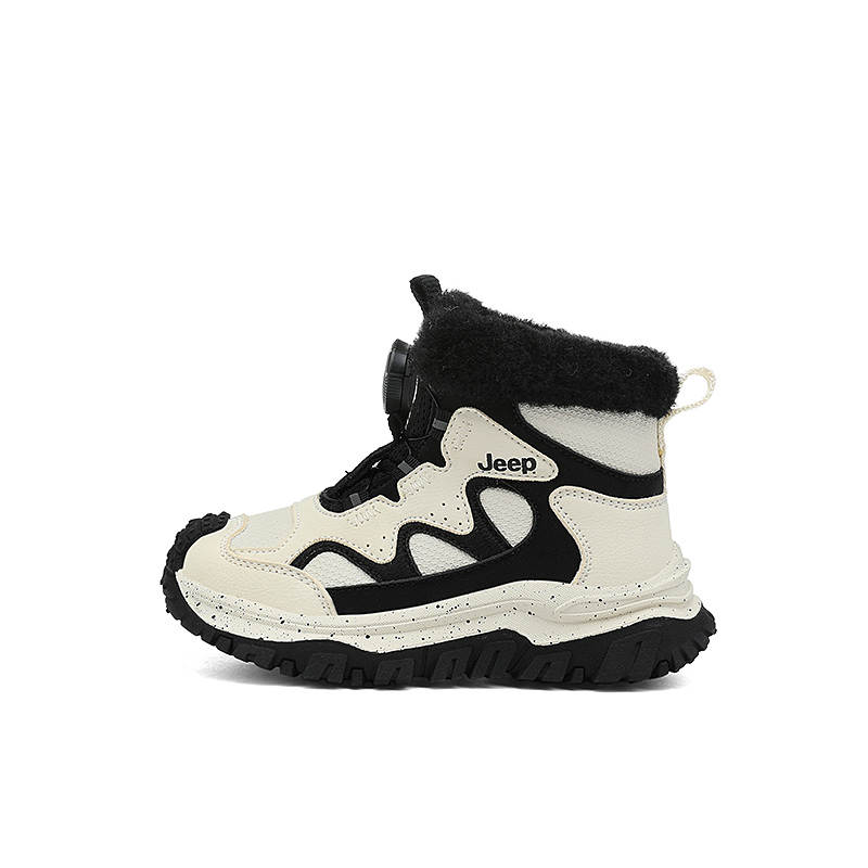 Jeep Synthetic Leather High top Kids' Boots Ivory White Obsidian Black Kids'