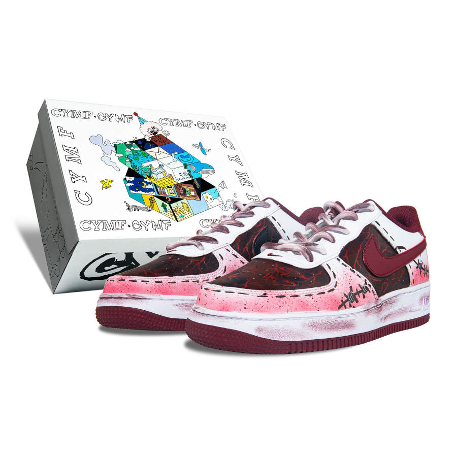 Nike Nike Air Force 1 Abrasion Resistant Low top Kids' Skateboarding Shoes White Red Teenagers