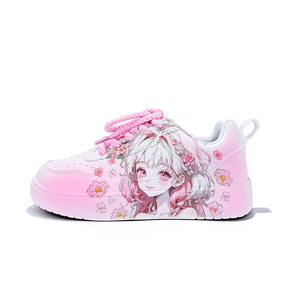 ZUOLENGCHAN Low top Skateboard Shoes Unisex White Pink