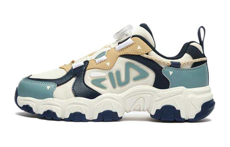 FILA KIDS Cat Paw Shoes Slip Resistant Abrasion Resistant Low top Kids' Running Shoes White Green