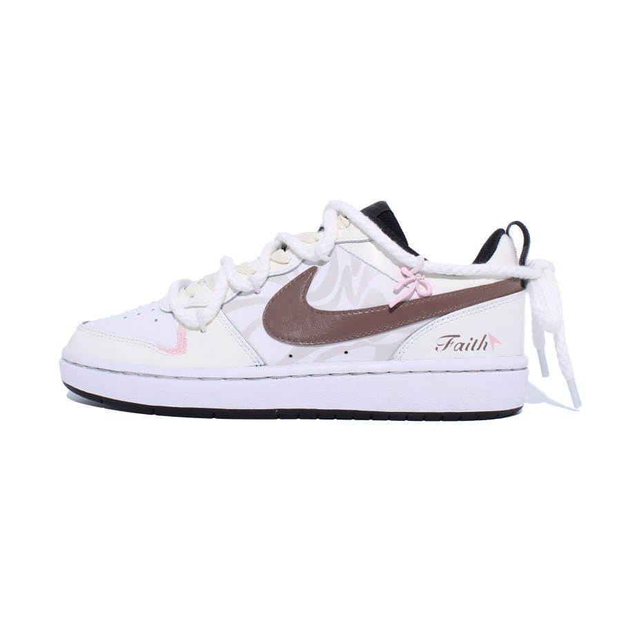 Nike Nike Court Borough Sweet Sequence Leather Low top Skateboard Shoes Ecru Kids'
