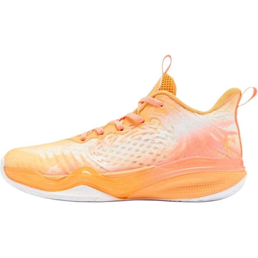 QIAODAN Synthetic Leather, Textile Abrasion Resistant Low top Basketball Shoes Orange Unisex