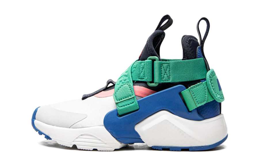 Nike Nike Huarache City Abrasion Resistant Mid top Kids' Running Shoes Green White Blue Kids'