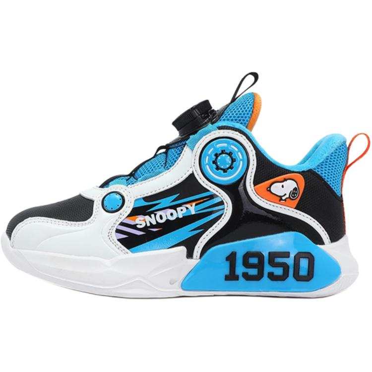 SNOOPY Fleece Lined, Slip Resistant, Abrasion Resistant Low top Children's Basketball Shoes Black White Blue Kids'