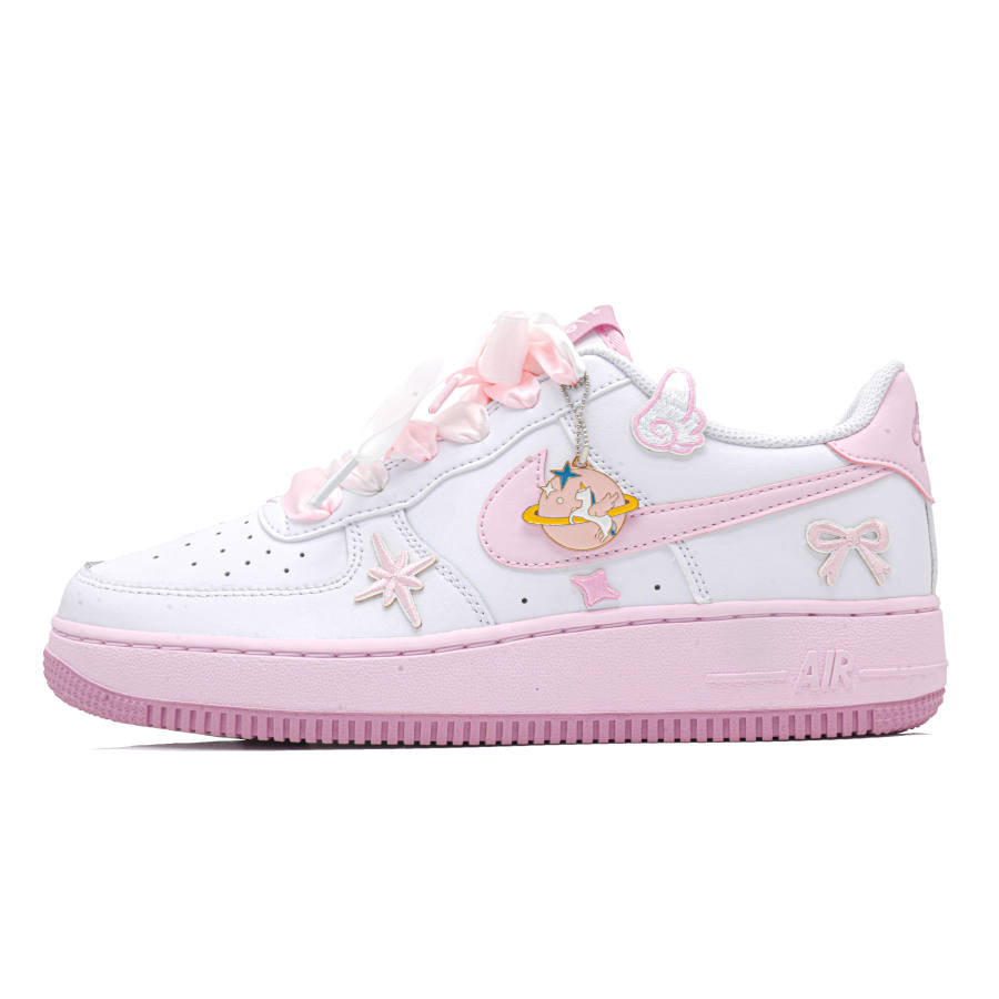 Nike Nike Air Force 1 Low Slip Resistant Low top Kids' Skateboarding Shoes White Pink Teenagers