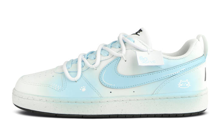 Nike Nike Court Borough Clear Blue Synthetic Leather Low top Skateboard Shoes Light Blue Kids'
