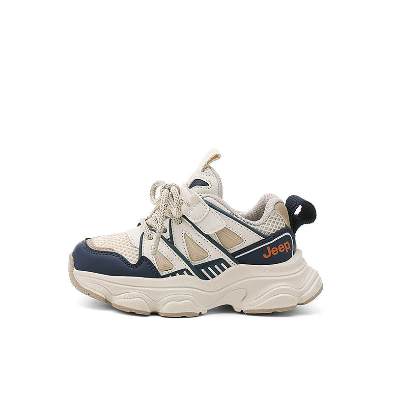 Jeep Mesh Comfortable Low top Kids' Running Shoes Dark Blue Beige Kids'