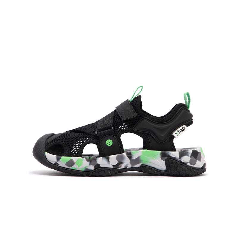 XTEP Breathable And Slip Resistant Low top Children's Sandals Black Academy Gray Unisex