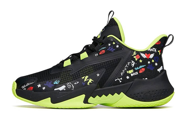 Antakids Anta Inverse Scales Mid top Casual Shoes Black Green Teenagers