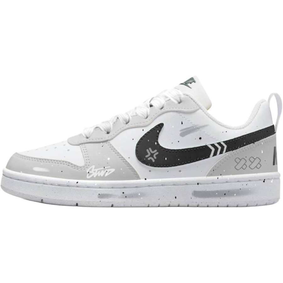 Nike Nike Court Borough Synthetic Leather Low top Kids' Skateboarding Shoes White Gray Teenagers
