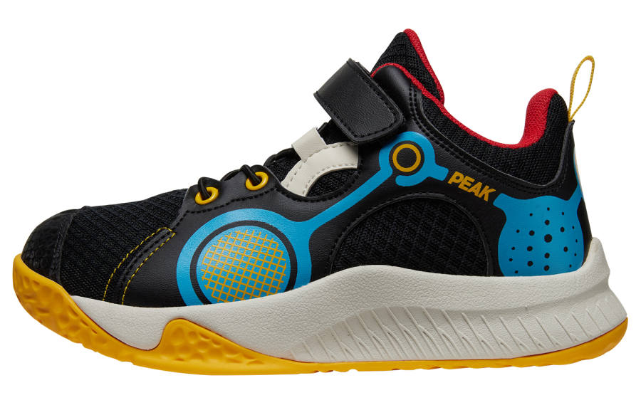 PEAK Low top Children's Basketball Shoes Black Blue Teenagers