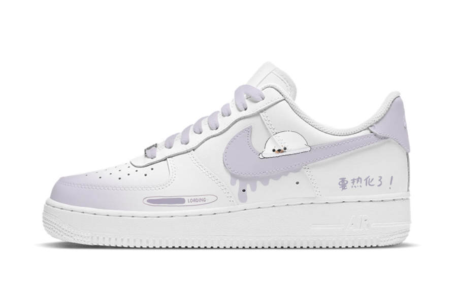 Nike Nike Air Force 1 Seal Slip Resistant Abrasion Resistant Low top Kids' Skateboarding Shoes Purple White Teenagers