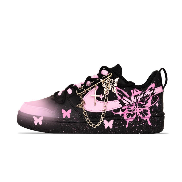 Nike Nike Court Borough Star Butterfly Pink Leather Slip Resistant Cushioning Abrasion Resistant Low top Skateboard Shoes