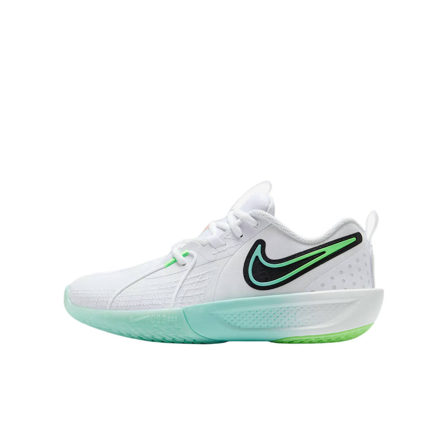 Nike Nike G.T. Cut 3 Fabric Low top Basketball Shoes White/Impact Green/Black/Bleached Sapphire Green Kids'