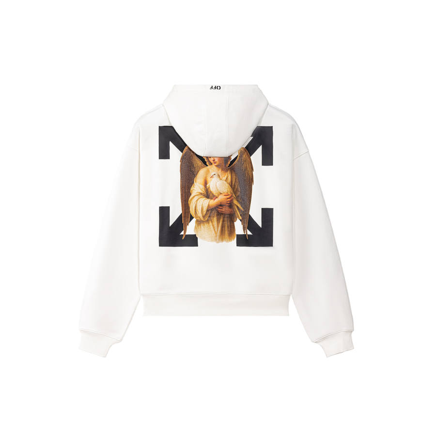 OFF-WHITE OFF WHITE Vintage American Streetwear Angel Arrow Print Fashion Luxury Trendy Versatile Pullover Fleece Lined Hoodie
