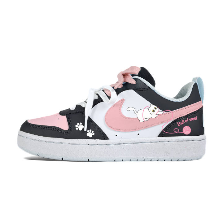 Nike Nike Court Borough Yarns Meowth Synthetic Leather Slip Resistant Abrasion Resistant Low top Kids' Skateboarding Shoes