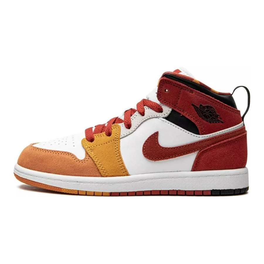 Jordan Jordan Air Jordan 1 Slip Resistant Abrasion Resistant Mid top Children's Basketball Shoes Red Kids'