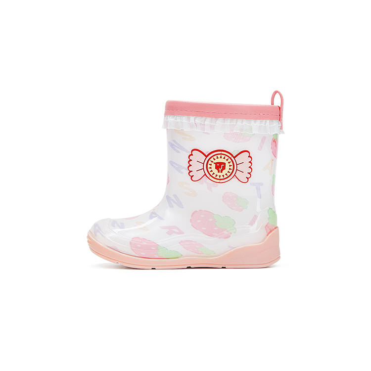 TARANIS PVC Polyvinyl Chloride Slip Resistant Abrasion Resistant Kids' Boots White Pink Children Aged 3 7 Years Old