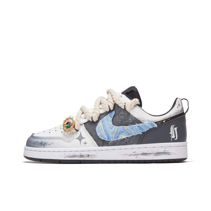 Nike Nike Court Borough Van Gogh Starry Sky Graffiti Slip Resistant Abrasion Resistant Low top Kids' Skateboarding Shoes