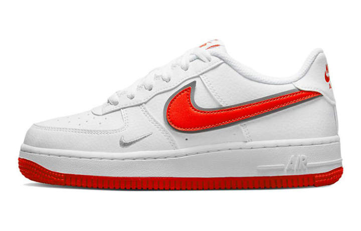 Nike Nike Air Force 1 White Habanero Red Mini Swoosh GS