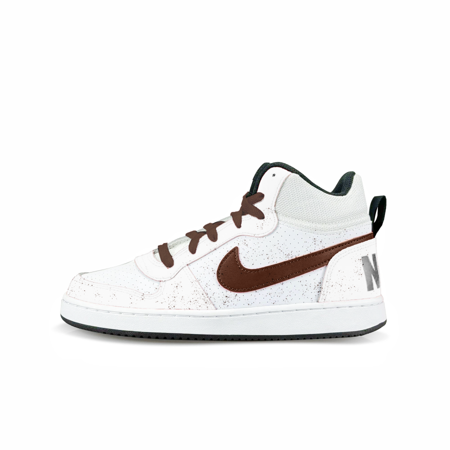 Nike Nike Court Borough Chocolate Synthetic Leather Slip Resistant Mid top Kids' Skateboarding Shoes White Unisex