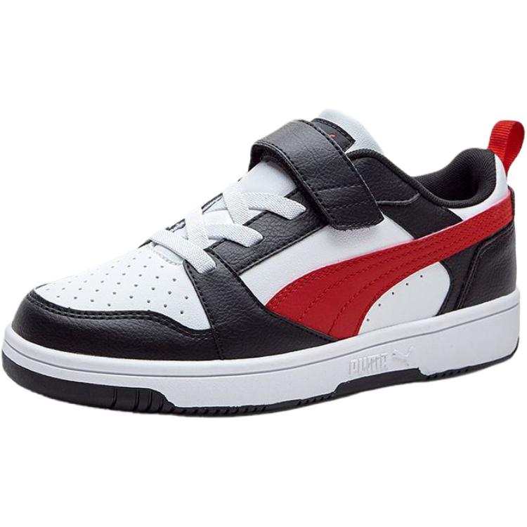 PUMA Rebound V6 Lo Abrasion Resistant Low top Kids' Skateboarding Shoes Black White Red Teenagers