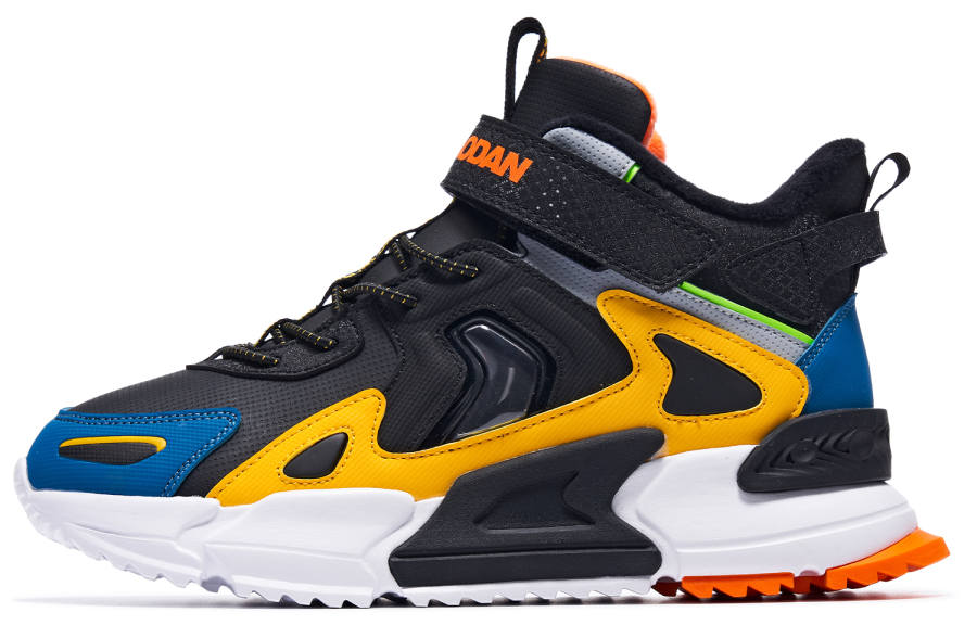 QIAODAN Fleece Lined Thermal Low top Casual Shoes Black Yellow Teenagers