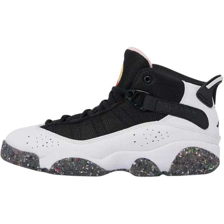 Jordan Jordan Air Jordan 6 Rings Leather Mid top Children's Basketball Shoes White Black Kids'