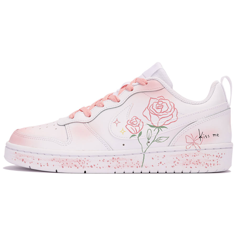 Nike Nike Court Borough Low 2 Slip Resistant Cushioning Abrasion Resistant Low top Kids' Skateboarding Shoes White Pink