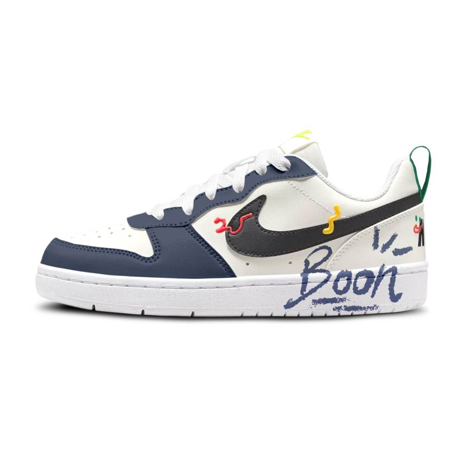 Nike Nike Court Borough Slip Resistant Abrasion Resistant Low top Kids' Skateboarding Shoes Navy Blue Teenagers