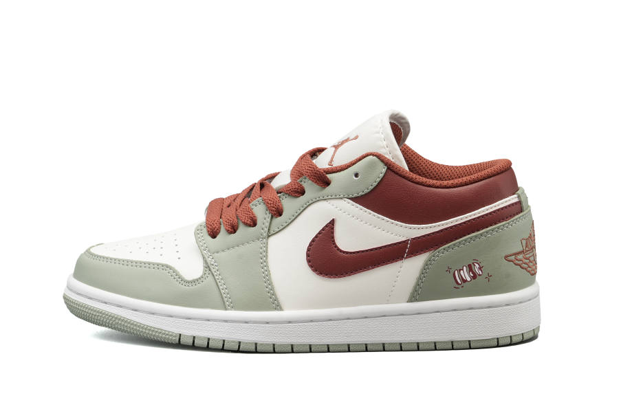 Jordan Jordan Air Jordan 1 Lime Burgundy Low top Children's Basketball Shoes Red Teenagers