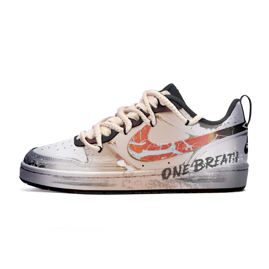 Nike Nike Court Borough Slip-Resistant Cushioning Wear-Resistant Low-Top Kids' Skateboarding Shoes Black Orange Teenagers