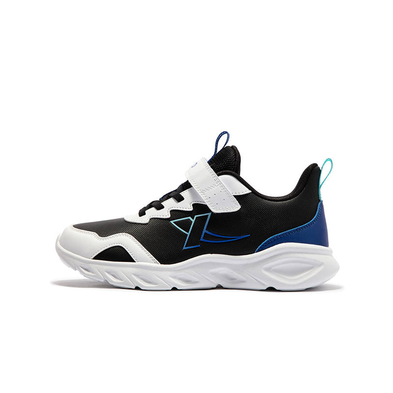 XTEP Slip Resistant Abrasion Resistant Low top Kids' Running Shoes Black Xtep White Kingfisher Blue Kids'