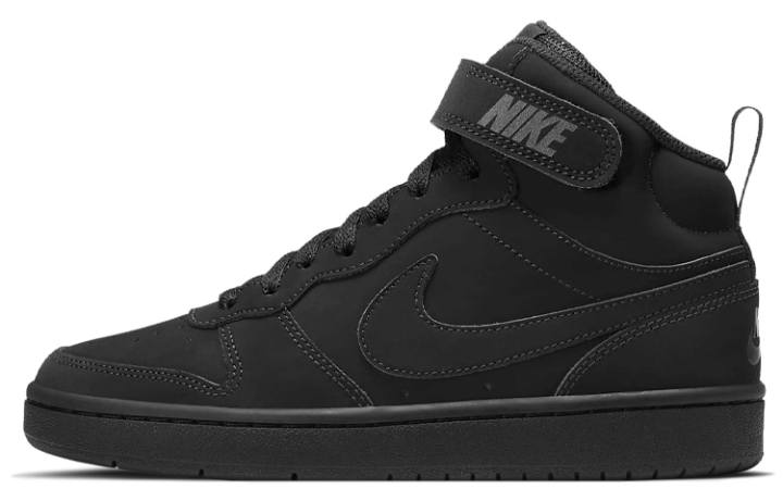 Nike Nike Court Borough Mid 2 Synthetic Leather Slip Resistant Cushioning Abrasion Resistant High top Skateboard Shoes Black