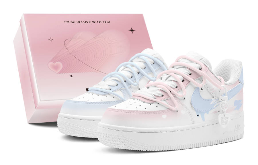 Nike Nike Air Force 1 Synthetic Leather Low top Kids' Skateboarding Shoes Pink Teenagers