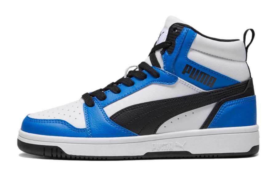 PUMA Rebound V6 Mid top Kids' Skateboarding Shoes Blue Black Teenagers