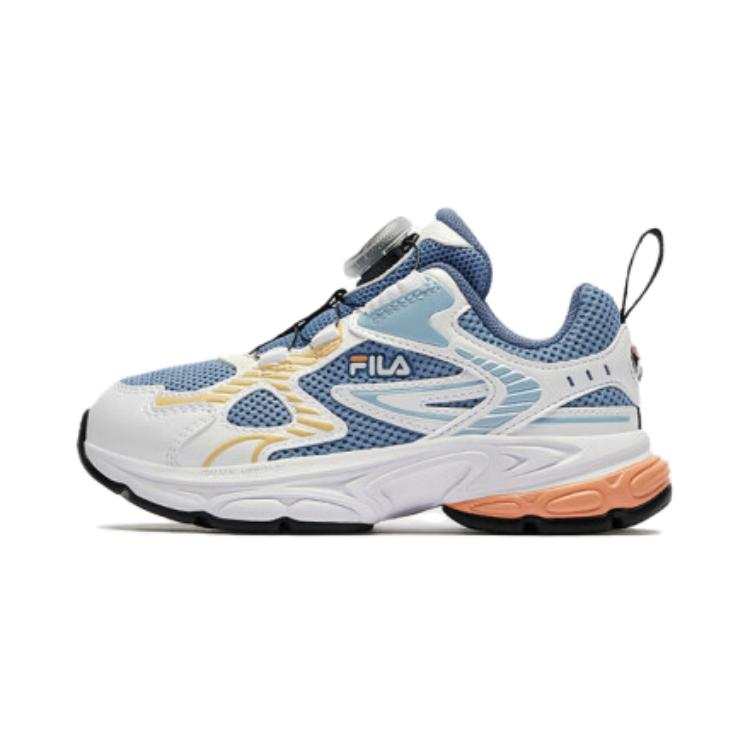 FILA KIDS BOA Slip Resistant Abrasion Resistant Low top Kids' Running Shoes Blue White Children Aged 3 7 Years Old